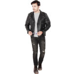 ZB Men Genuine Leather Black Biker Jacket