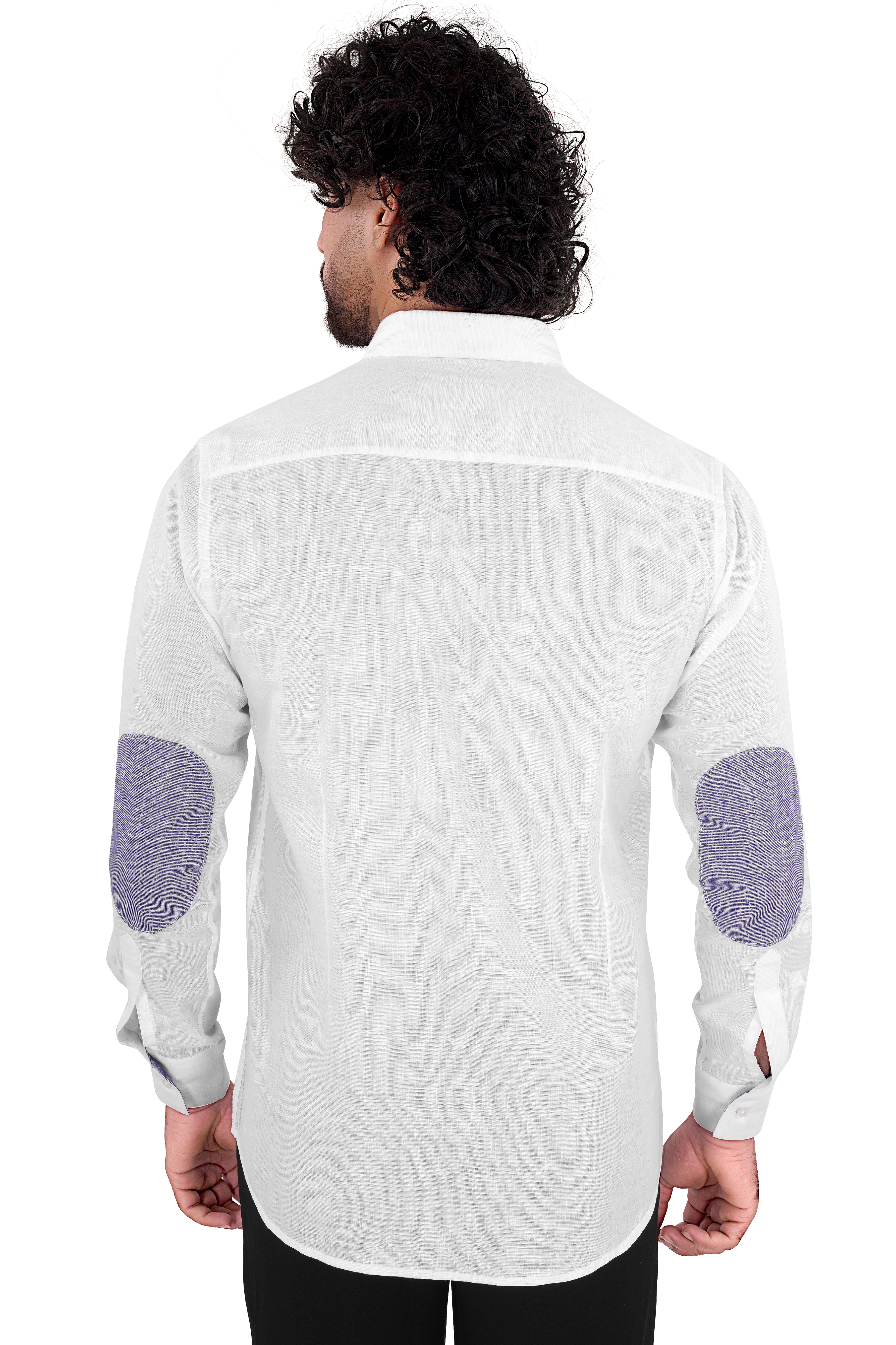 Tailored Fit -Cotton Linen -Elbow Patch -White Shirt